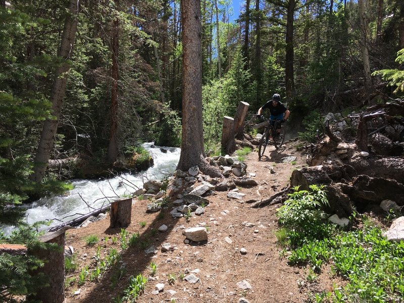 A gushing Browns Creek next to the trail might just be enough to drown out the sound of your teeth getting rattled out.