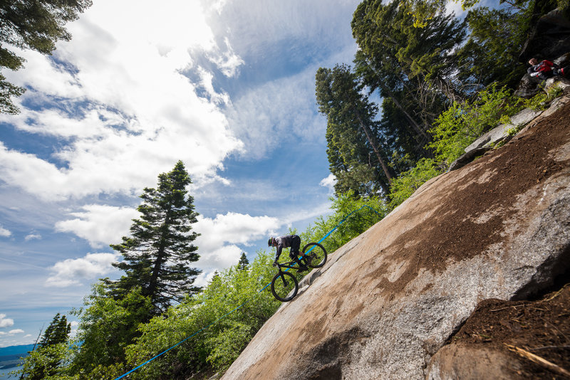 Hang on tight! Rock Star's granite slab is steep.