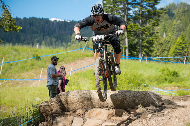 A racer hits an optional drop on Show-Low.