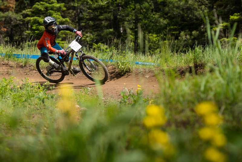 Smooth berms and fast singletrack carries riders to the base on Show-Low.