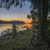 Sunset over Lookout Point reservoir from Ivan Oaks campground at the east end of the trail.