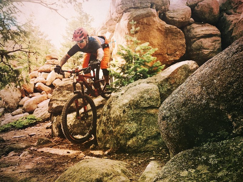 Technical rock features at the top of the 3 sister's trail.