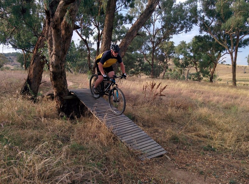 Coming down the first A-frame on Forks and Spoons.