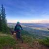 Views of the Ragged Mountain Range, Jumbo, and San Juans are all visible from this point on the Mesa Top Trail.