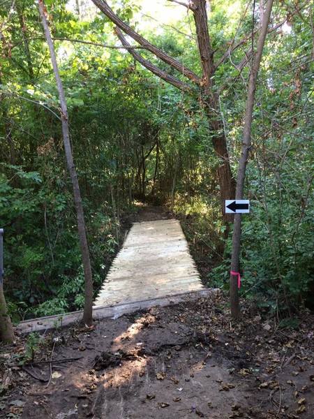 A new bridge on the southwest corner of Binkley Park.