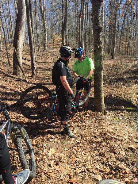 Trail side tire repair. Peeled it right off of the wheel.