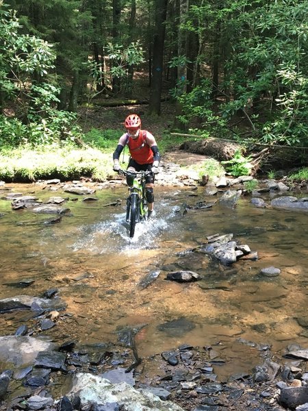 Fording the Hill Creek crossing.