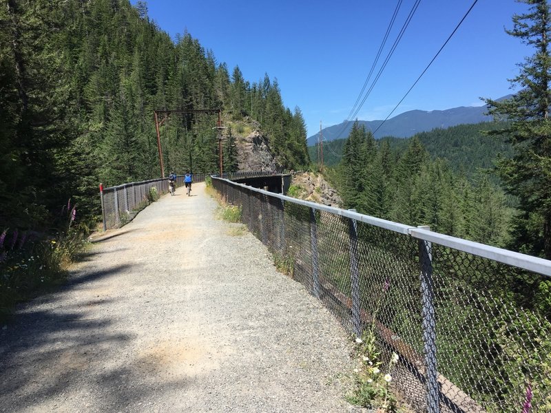 Crossing the trestle over Change Creek.