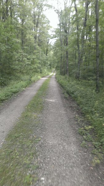 Heading down the access road.