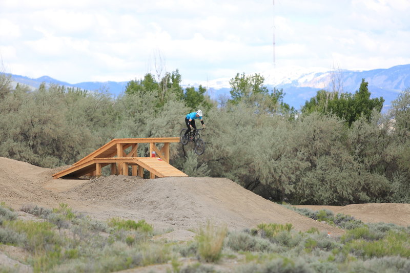 The Drop Zone. The right hand platforms are ramped. The left hand side last drop is a full 6 feet.