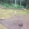 Trail intersection at the top of the Jones Creek climb.