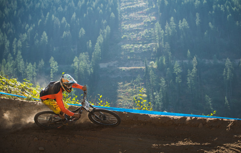 Kent Billingsley rounds the bowled berm at the bottom of Frankenbeans.