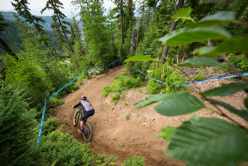 Alicia Leggett works through a gravely corner on Frankenbeans.