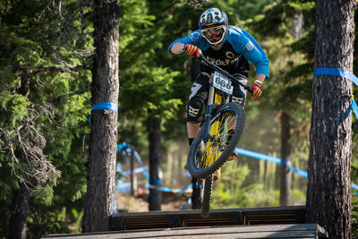 Rowan Bateman hucks to flat from the last drop.