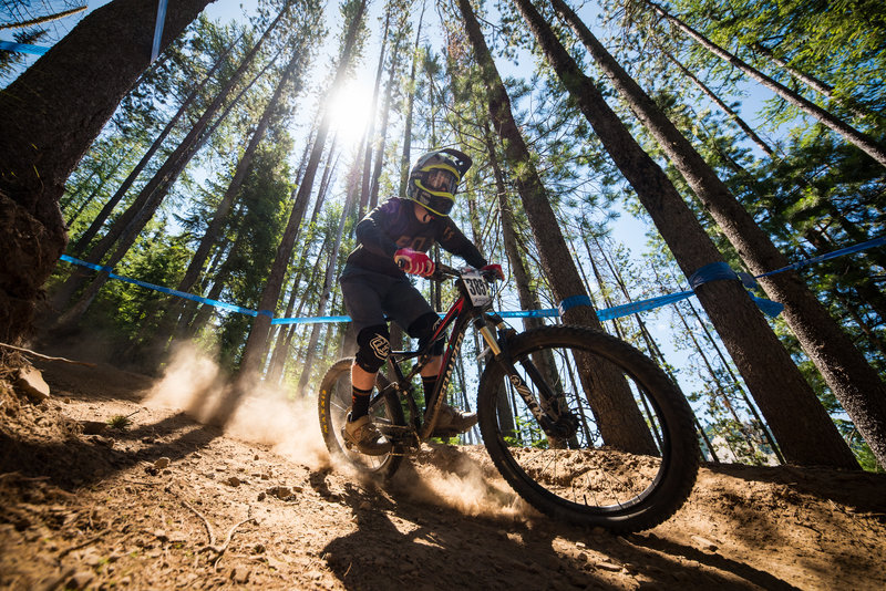 Dust, trees, and sunshine make for a great rip down El Burro Loco.