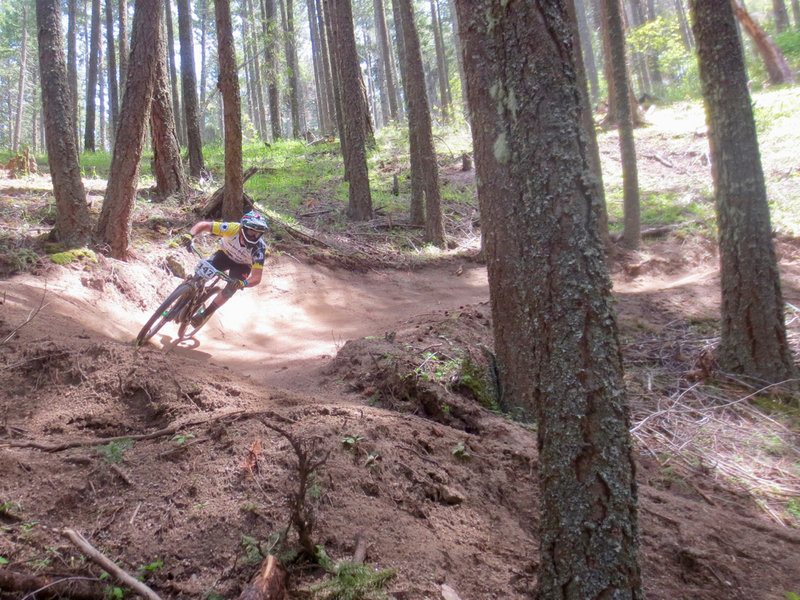 Jabberwocky is an intermediate trail but can be ridden aggressively for a challenge.