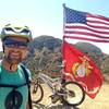 Cool overlook with a flag at roughly the halfway point.