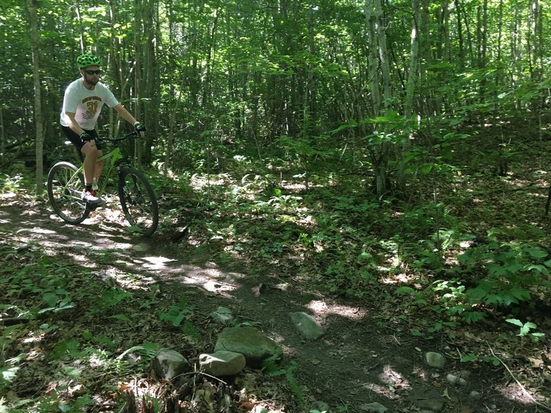 Riding down the Old Farm Trail.