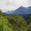 Biking up Devil's Creek Trail, looking back across the Chugach.