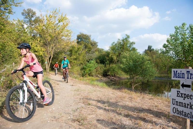 Riding near the trailhead and pond.