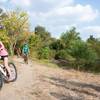 Riding near the trailhead and pond.