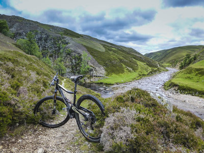 The Valley of Glen Tilt with the bridge over the Falls of Tarf
