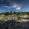 Quiet gravel roads with rock fences on Uglijan Island, Croatia.