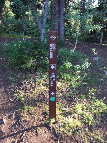 Look for these markers to take the Brim Trail Shortcut.