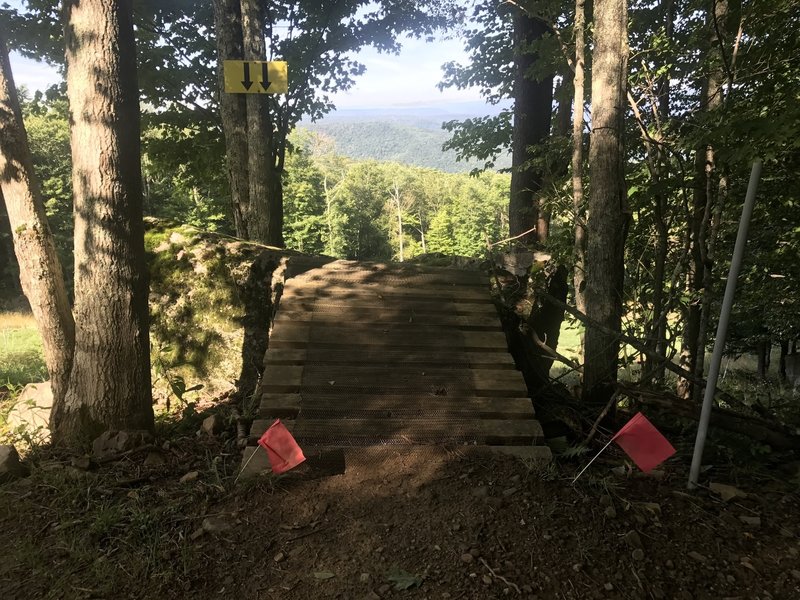 Entry to the first wood-to-rock drop on Upper Hare Ball.