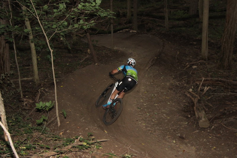 Banked corners on the Maple Hill Trail