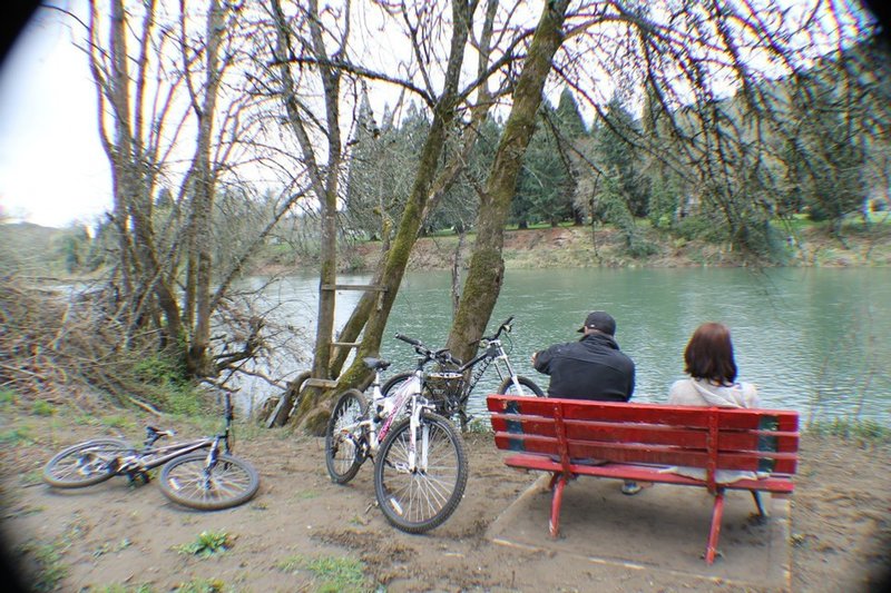 Family time riding the Joseph Micelli Trail at Micelli Park, Roseburg, Oregon