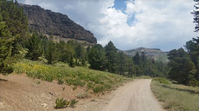 Strawberry Pass Rd looking towards Carson Pass and Caples Lake with Little Round Top visible