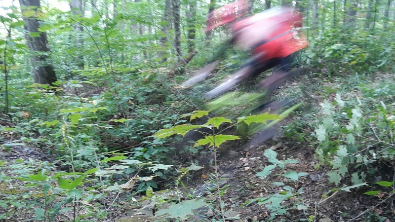 Gathering sufficient speed to "ghost" over the biggest water bar.