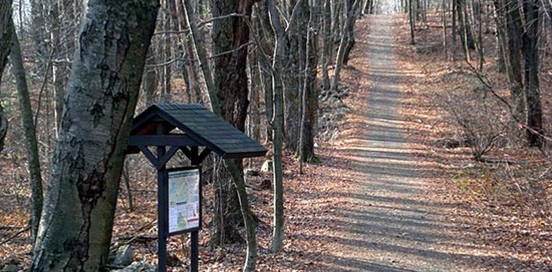 Entrance to trail on right off this gravel trail.