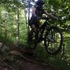 RJ Roush ripping down Faceplant; an iconic section of trail that has made Eleanor Park famous to many mountain bikers around the region.