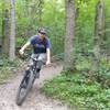 First ride on new bike at final turns of trail past teeters...