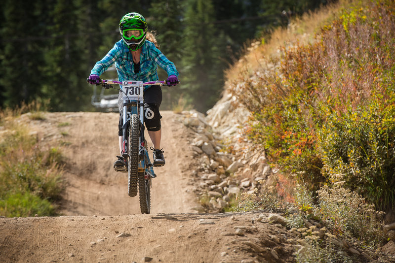 Caitlan Whitley pops over one of several tabletops on Rock Crusher.