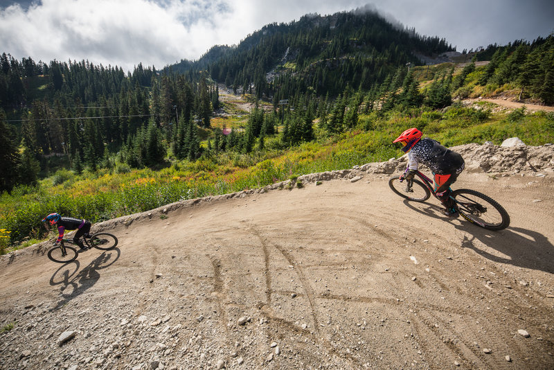 This is a big but steeper turn on Rock Crusher that can take newer riders by surprise the first time.