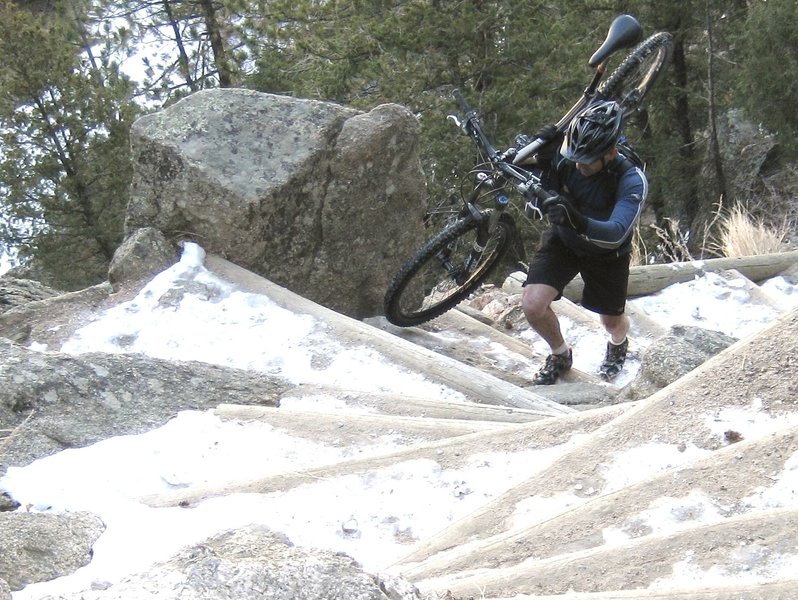 Climbing up the steps on a clockwise loop