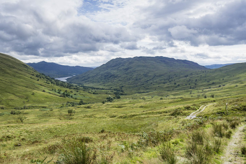 A fast descent takes you quickly to Glen Finglas Reservoir off in the distance.