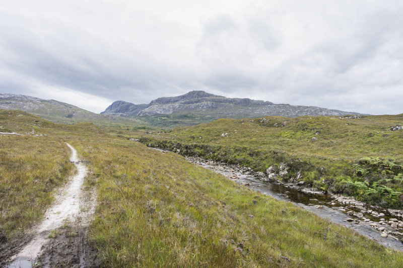 From here the singletrack climbs steadily back behind Beinn Damph