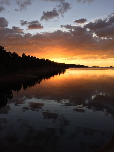 Sunrise on Rampart Reservoir.