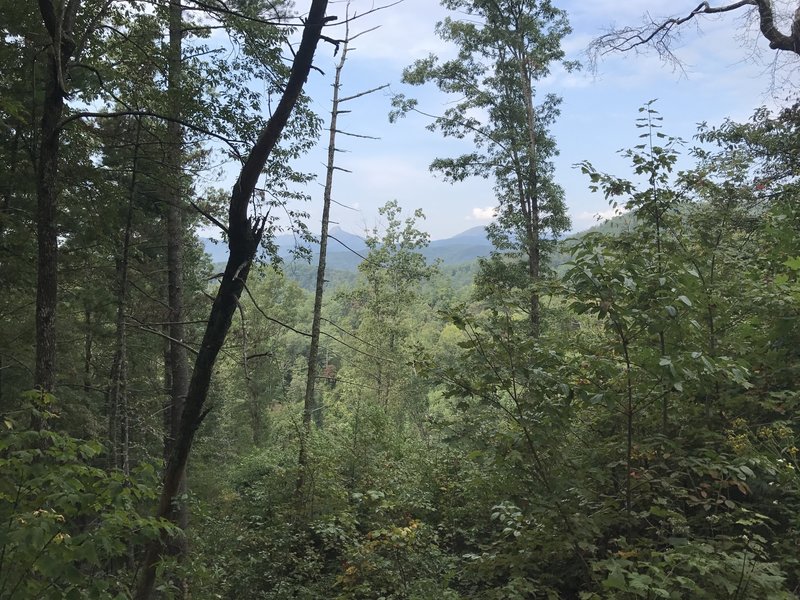 View of Table Rock Mountain and Hawksbill Mountain from Sinkhole Loop!