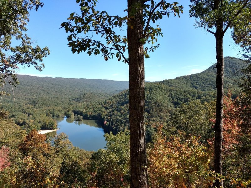 View of Molly's Knob and Hungry Mother Lake from the top of Clyburn Ridge Trail