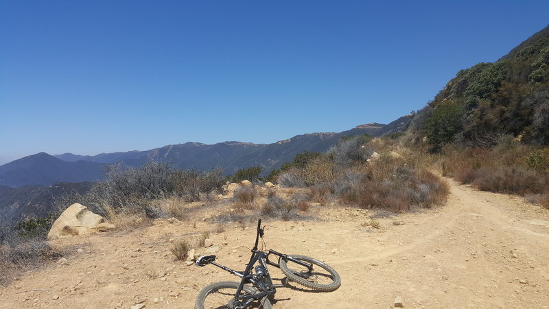 The fire road on the way up, almost to the top.  This is one of several little lookouts on the way up, past the singletrack intersection.