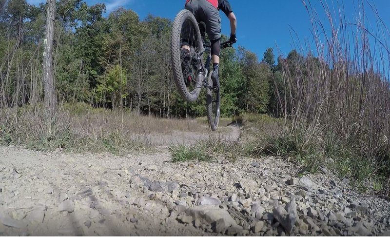 Section of 4-5 man-made jumps on Big Bear Lake's "Jump Trail".