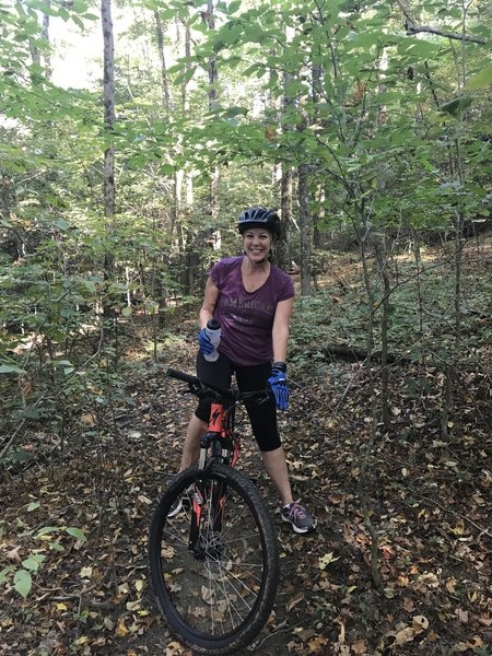 Quick water break on the trails of Chiittering Pond.