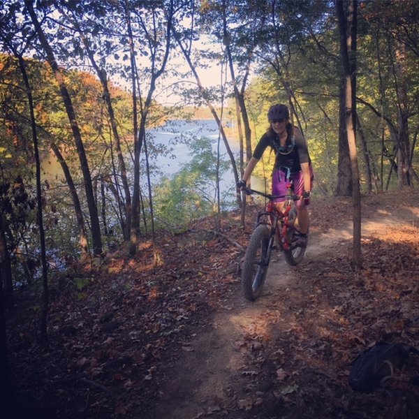 J with amazing view of Mill Creek Lake from Trail D.