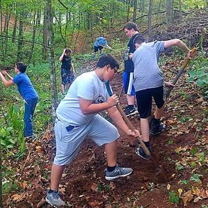 Ashe County Middle School Bike Club Trail Building Day