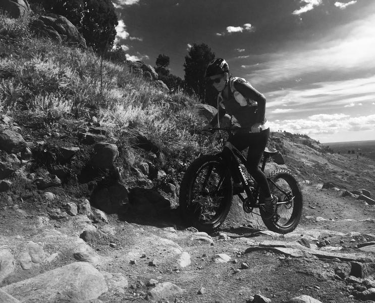 Emily's first ride on her new fat bike at North Table.